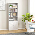 71 Inch Freestanding Bookshelf with 6 Shelves and 2-Door Cabinet-White - White - Bookcases
