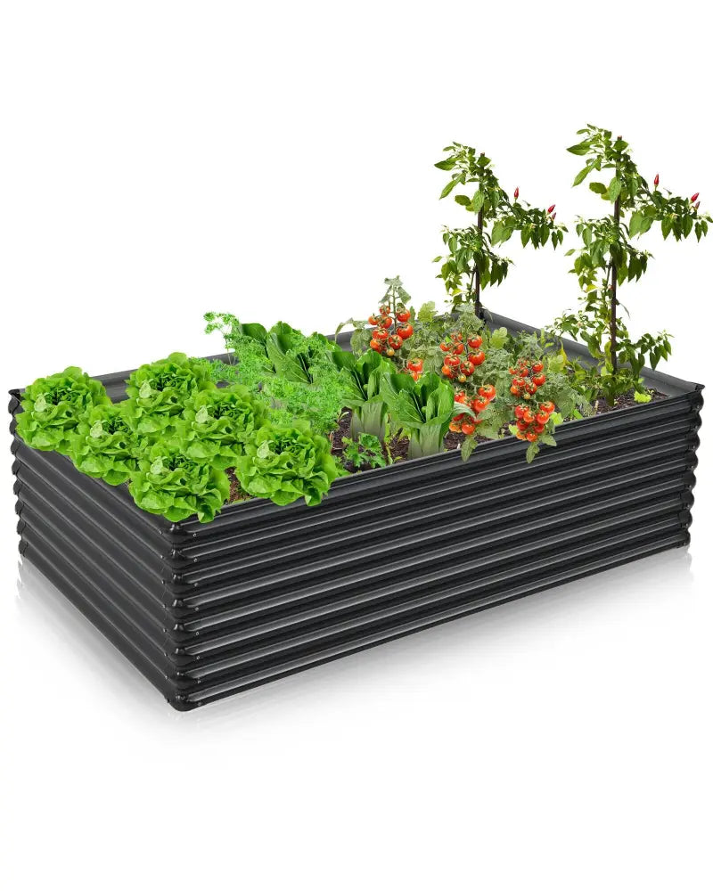 71 Inch Galvanized Metal Raised Garden Bed for Garden Backyard-Dark Gray - Dark Gray - Raised Garden Beds