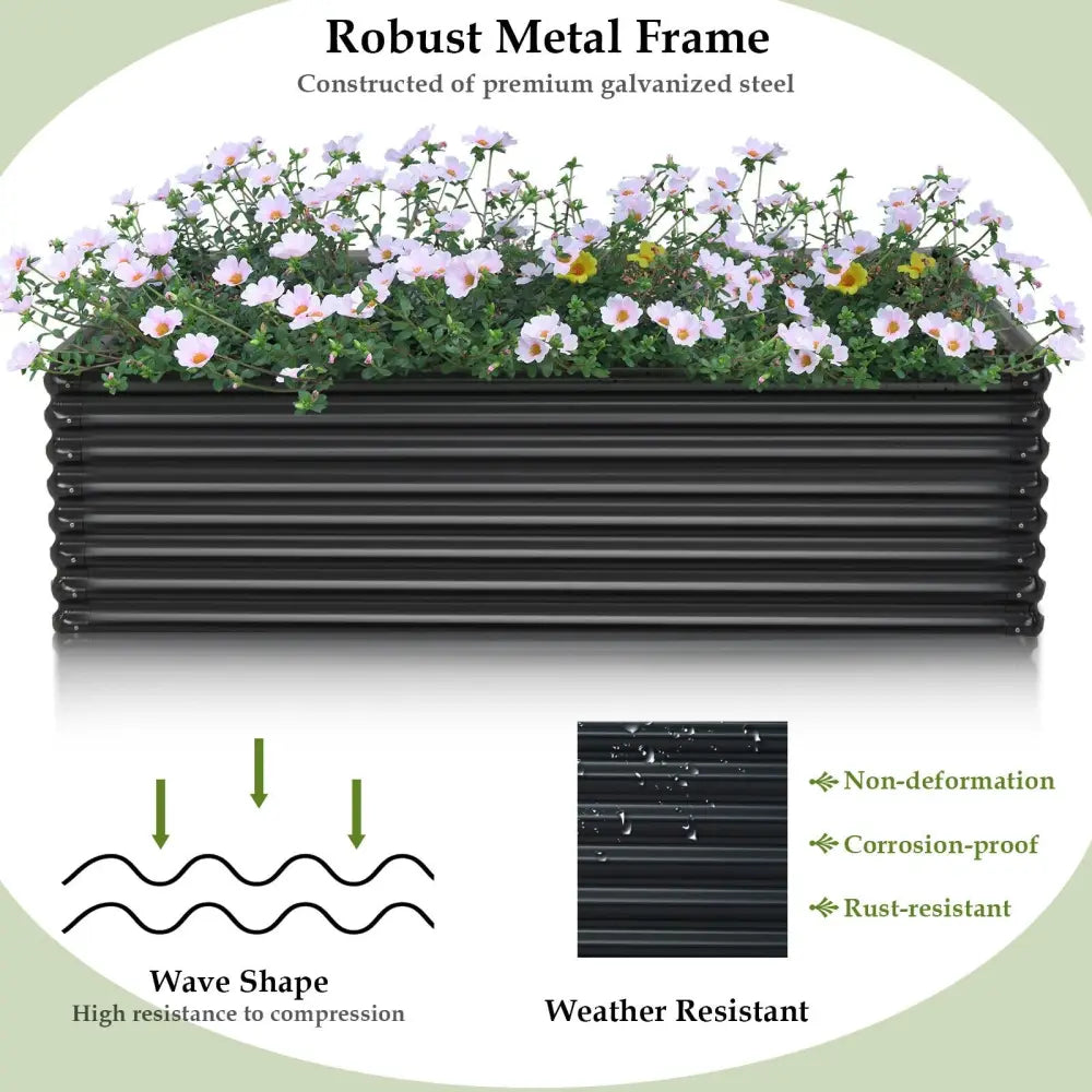 71 Inch Galvanized Metal Raised Garden Bed for Garden Backyard-Dark Gray - Dark Gray - Raised Garden Beds