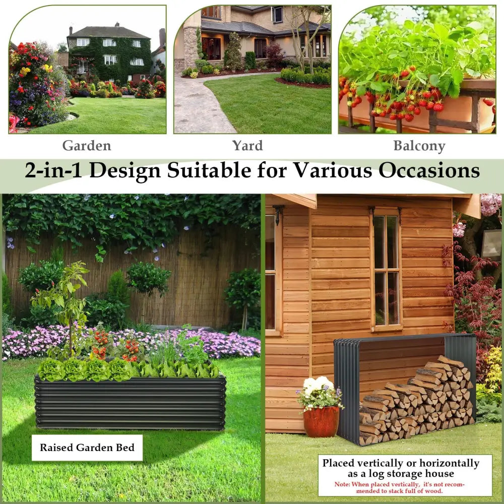 71 Inch Galvanized Metal Raised Garden Bed for Garden Backyard-Dark Gray - Dark Gray - Raised Garden Beds