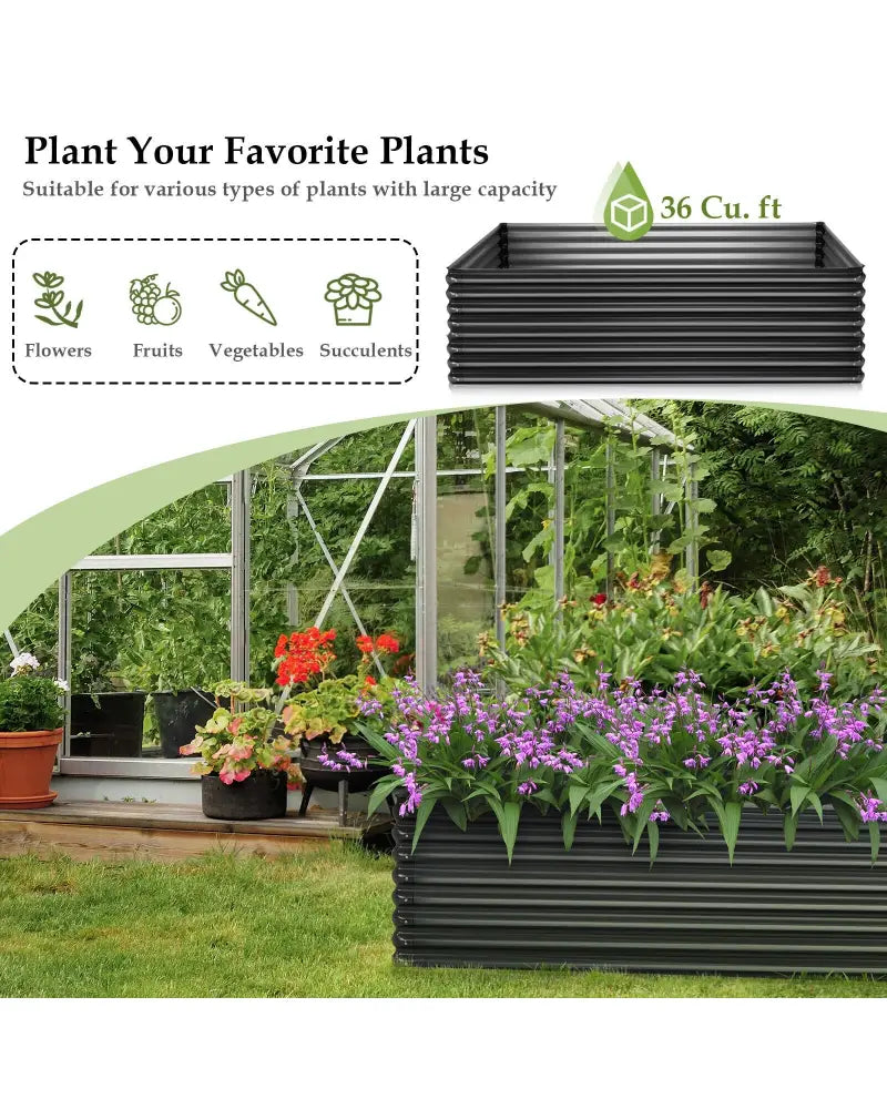 71 Inch Galvanized Metal Raised Garden Bed for Garden Backyard-Dark Gray - Dark Gray - Raised Garden Beds