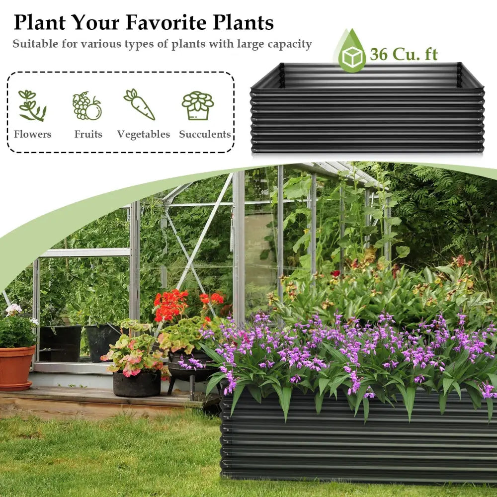 71 Inch Galvanized Metal Raised Garden Bed for Garden Backyard-Dark Gray - Dark Gray - Raised Garden Beds