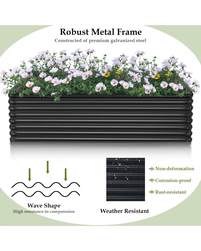 71 Inch Galvanized Metal Raised Garden Bed for Garden Backyard-Dark Gray - Dark Gray - Raised Garden Beds