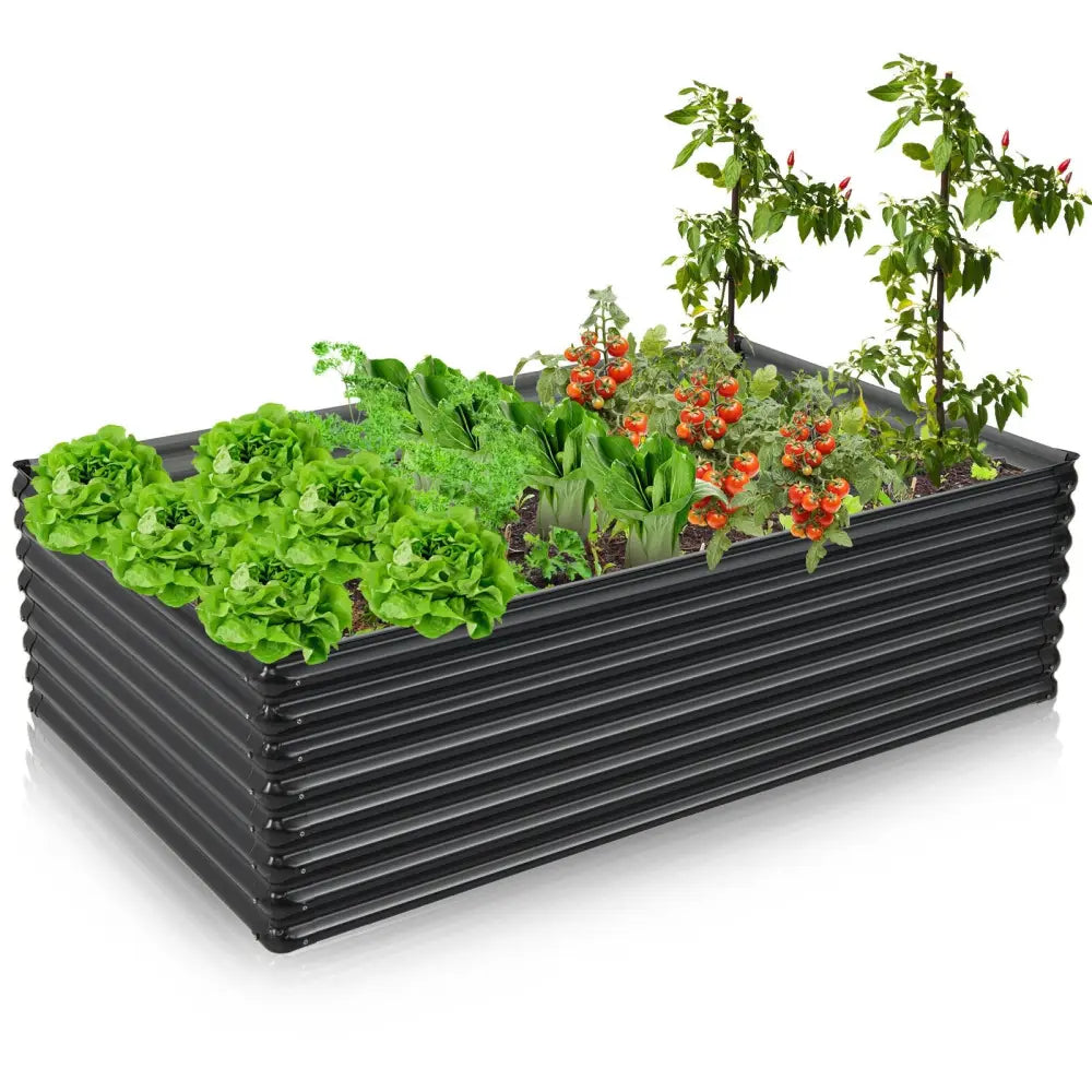 71 Inch Galvanized Metal Raised Garden Bed for Garden Backyard-Dark Gray - Dark Gray - Raised Garden Beds