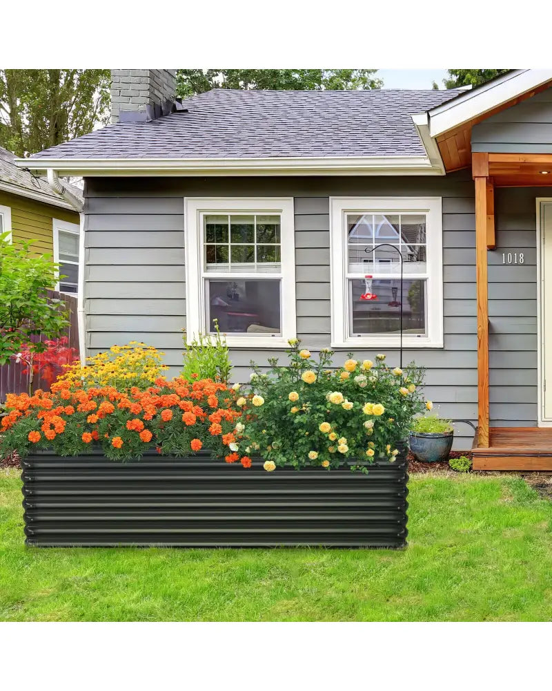 71 Inch Galvanized Metal Raised Garden Bed for Garden Backyard-Dark Gray - Dark Gray - Raised Garden Beds