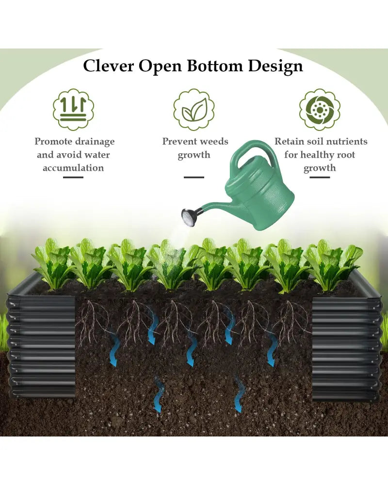 71 Inch Galvanized Metal Raised Garden Bed for Garden Backyard-Dark Gray - Dark Gray - Raised Garden Beds