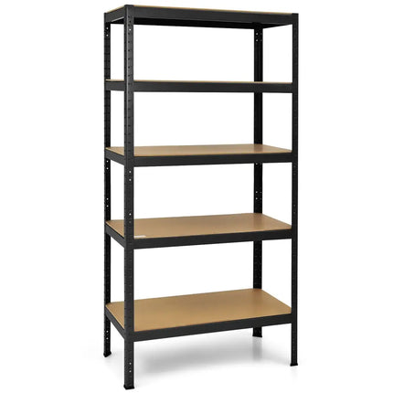 71 inch Heavy Duty Steel Adjustable 5 Level Storage Shelves-Black - Black - Garages