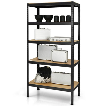 71 inch Heavy Duty Steel Adjustable 5 Level Storage Shelves-Black - Black - Garages