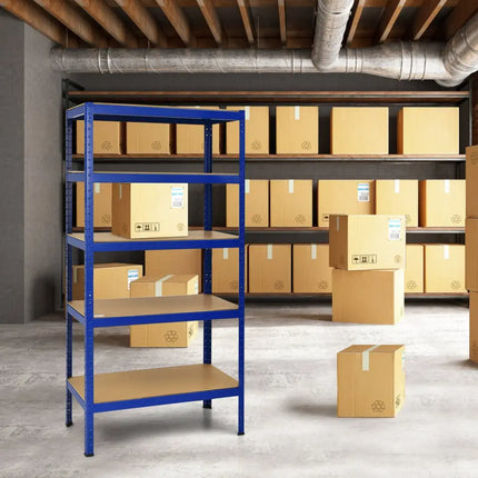 71 inch Heavy Duty Steel Adjustable 5 Level Storage Shelves-Blue - Blue - Garages