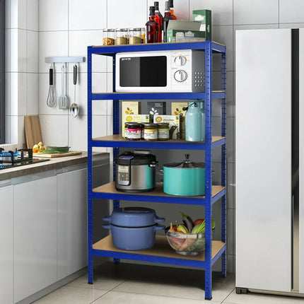 71 inch Heavy Duty Steel Adjustable 5 Level Storage Shelves-Blue - Blue - Garages