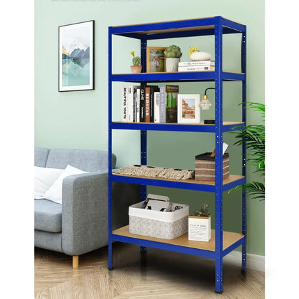 71 inch Heavy Duty Steel Adjustable 5 Level Storage Shelves-Blue - Blue - Garages