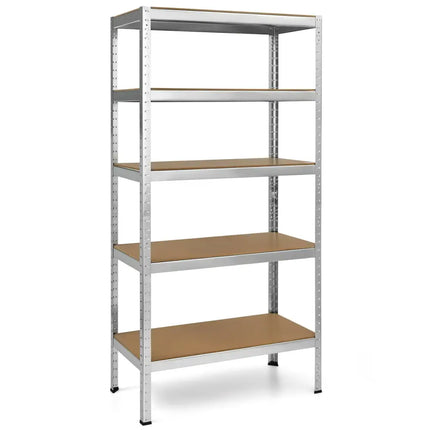 71 inch Heavy Duty Steel Adjustable 5 Level Storage Shelves-Silver - Silver - Garages