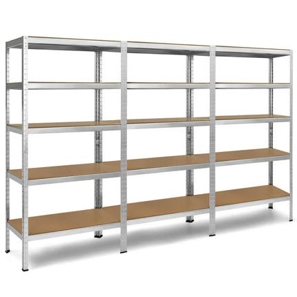 71 inch Heavy Duty Steel Adjustable 5 Level Storage Shelves-Silver - Silver - Garages