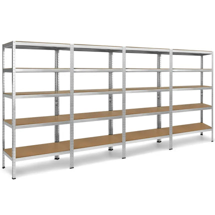 71 inch Heavy Duty Steel Adjustable 5 Level Storage Shelves-Silver - Silver - Garages