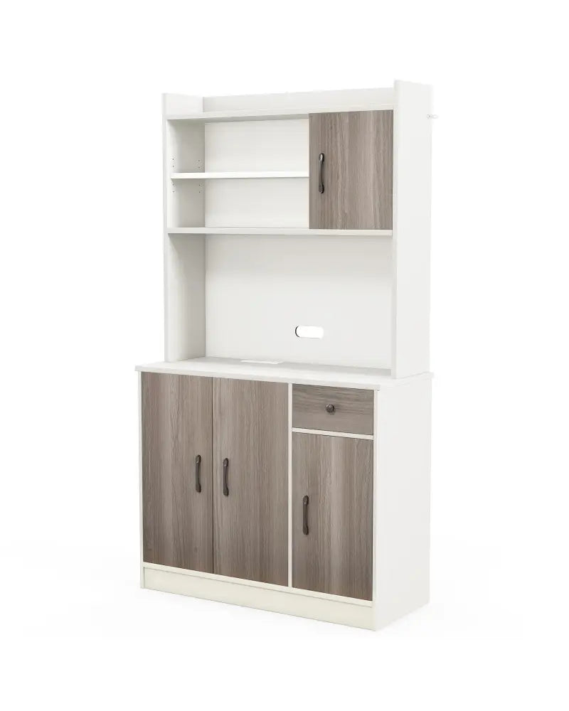 71 Inch Kitchen Pantry Storage Cabinet Buffet Sideboard with Built-in Charge Station-White - White - Sideboards