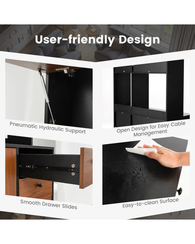 71 Inch Kitchen Pantry with 3 Storage Cabinet and 3 Deep Drawers-Black - Black - Sideboards Cabinets & Buffets