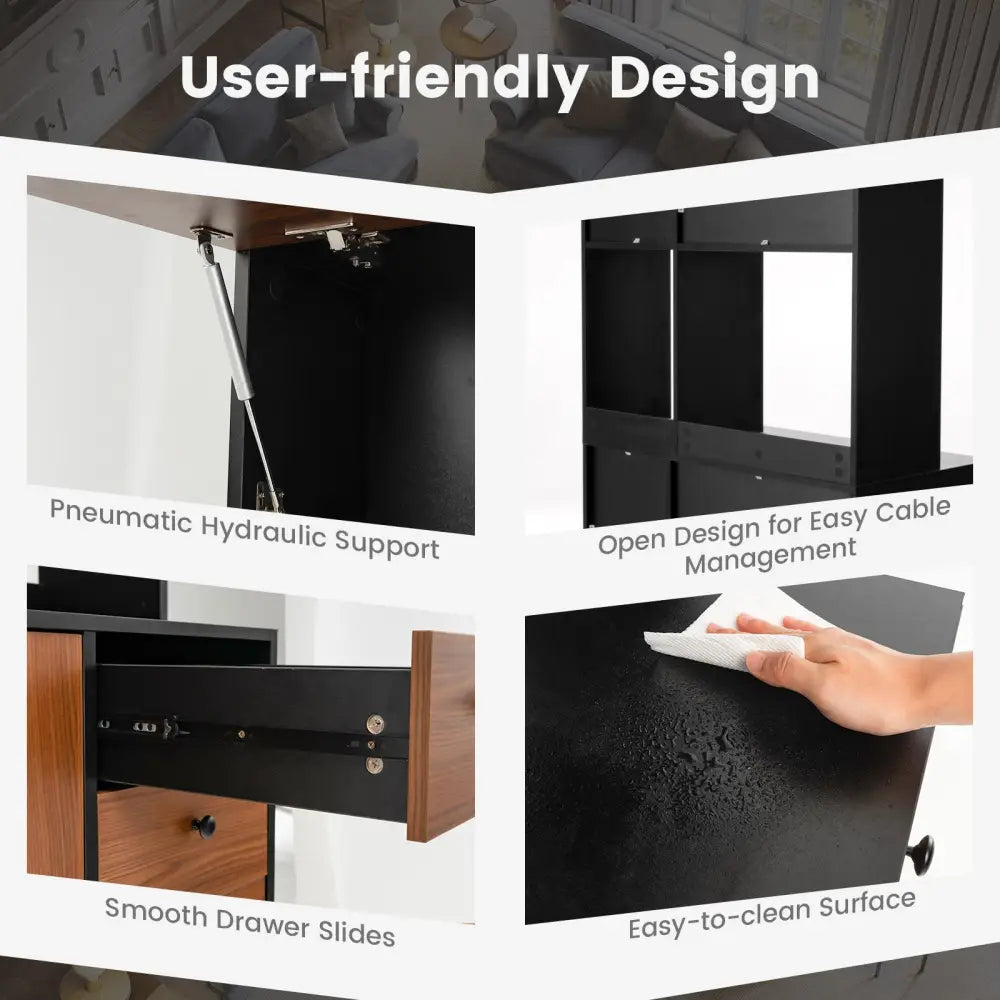 71 Inch Kitchen Pantry with 3 Storage Cabinet and 3 Deep Drawers-Black - Black - Sideboards Cabinets & Buffets