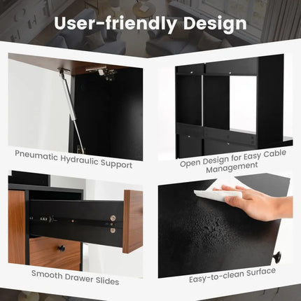 71 Inch Kitchen Pantry with 3 Storage Cabinet and 3 Deep Drawers-Black - Black - Sideboards Cabinets & Buffets