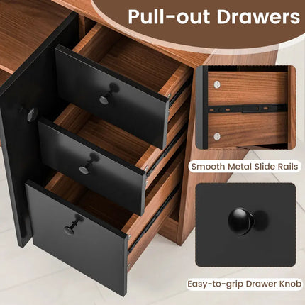 71 Inch Kitchen Pantry with 3 Storage Cabinet and 3 Deep Drawers-Walnut - Walnut - Sideboards Cabinets & Buffets