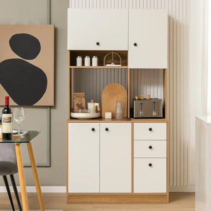 71 Inch Kitchen Pantry with 3 Storage Cabinet and 3 Deep Drawers-White - White - Sideboards Cabinets & Buffets