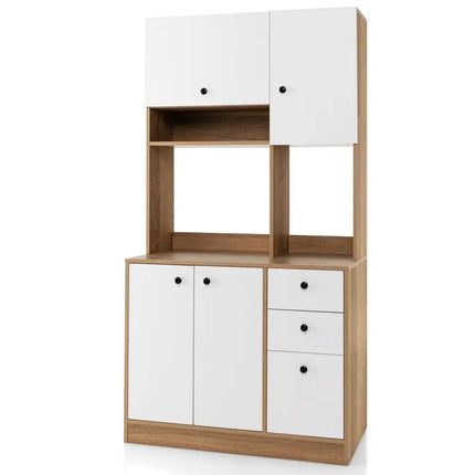 71 Inch Kitchen Pantry with 3 Storage Cabinet and 3 Deep Drawers-White - White - Sideboards Cabinets & Buffets