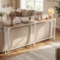 71 Inch Narrow Console Table with Power Outlet for Small Space-Natural - Natural - Console Tables