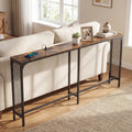 71 Inch Narrow Console Table with Power Outlet for Small Space-Rustic Brown - Rustic Brown - Console Tables