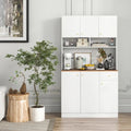71 Inch Tall Pantry Cabinet with Outlets for Dining Room-White - White - Sideboards Cabinets & Buffets