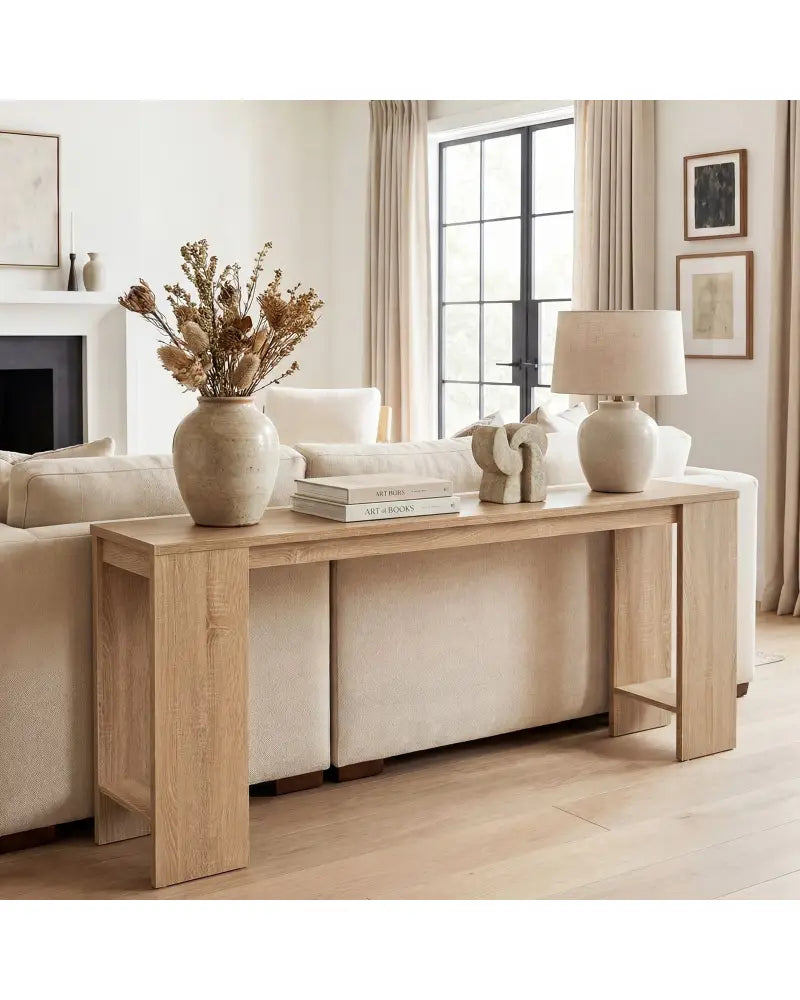 71 Inches Long Console Table with Storage for Hallway-Natural - Natural - Console Tables