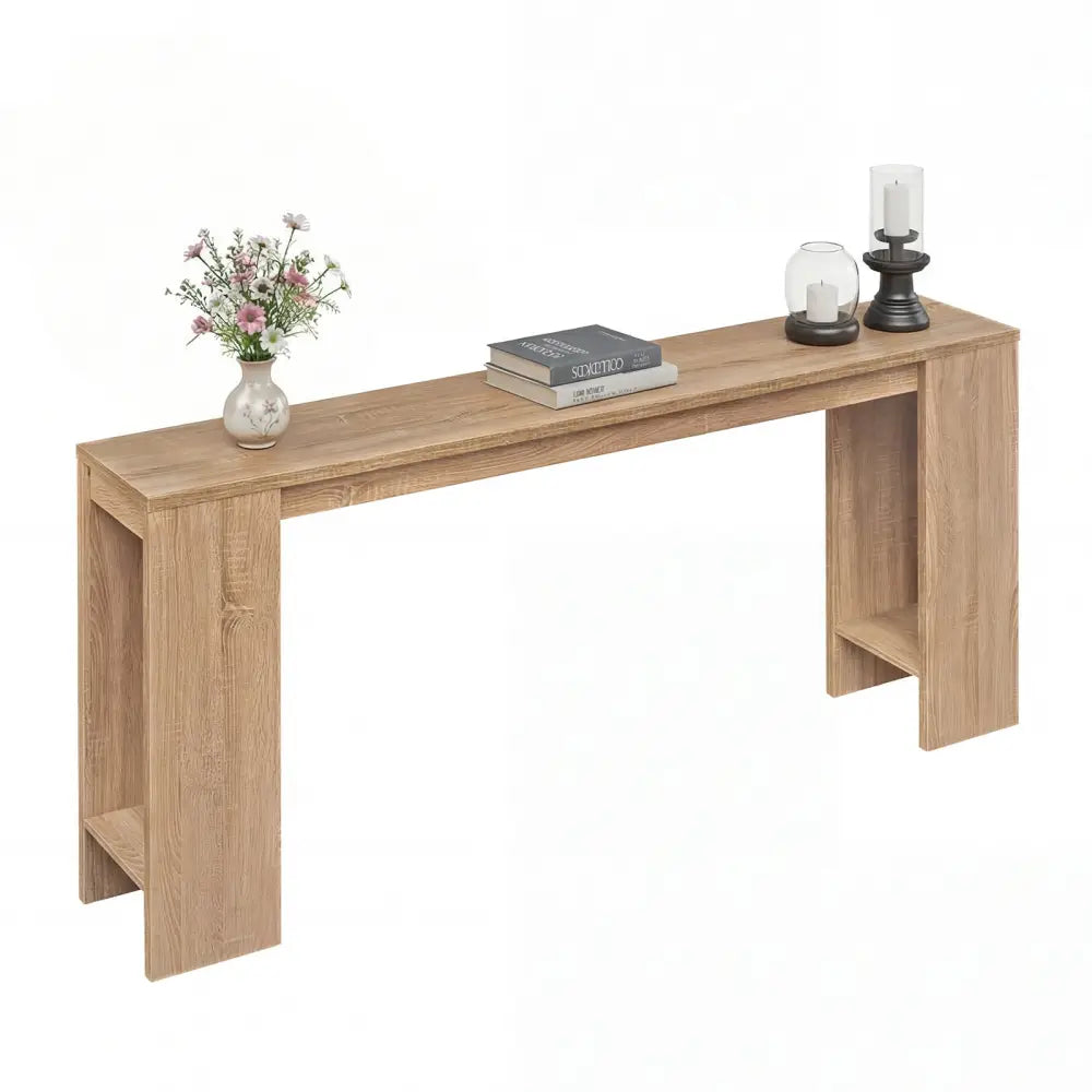 71 Inches Long Console Table with Storage for Hallway-Natural - Natural - Console Tables