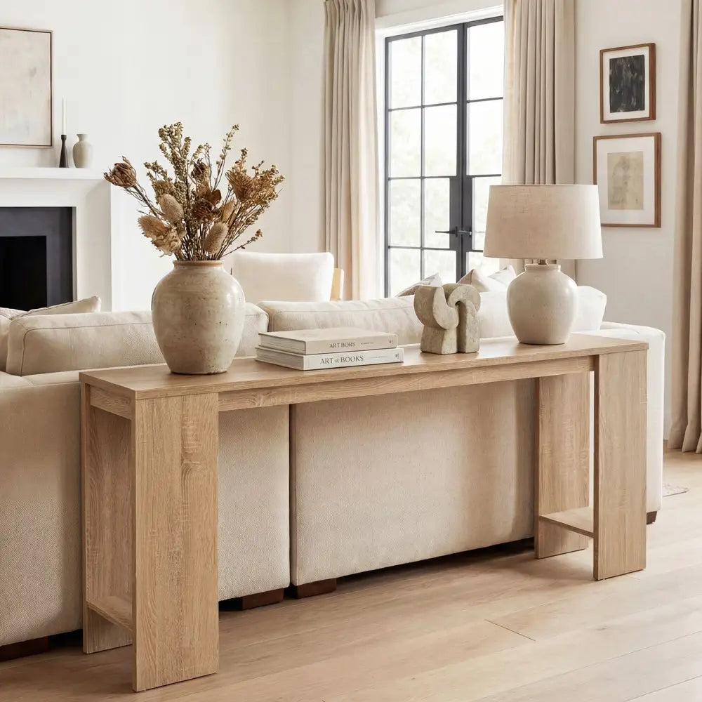 71 Inches Long Console Table with Storage for Hallway-Natural - Natural - Console Tables