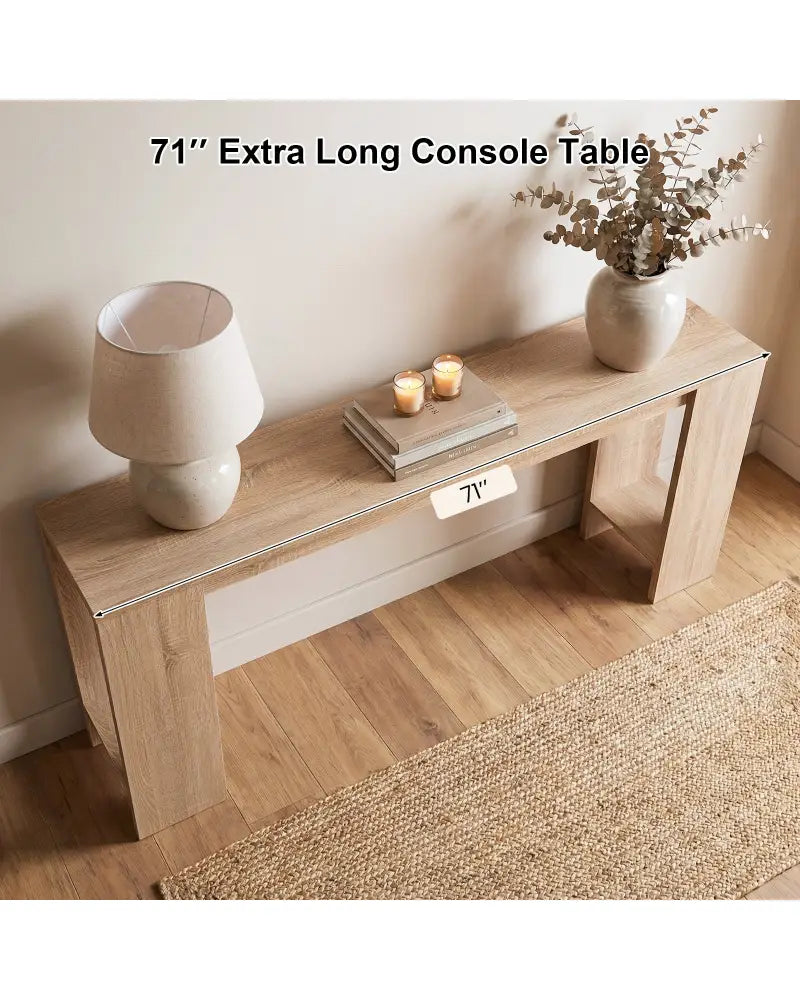 71 Inches Long Console Table with Storage for Hallway-Natural - Natural - Console Tables