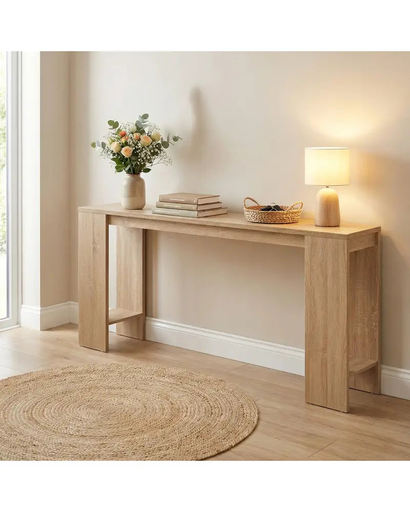 71 Inches Long Console Table with Storage for Hallway-Natural - Natural - Console Tables