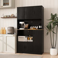 71’’ Tall Kitchen Pantry Cabinet with Charging Station Wooden Buffet Cupboard Sideboard-Black - Black - Sideboards