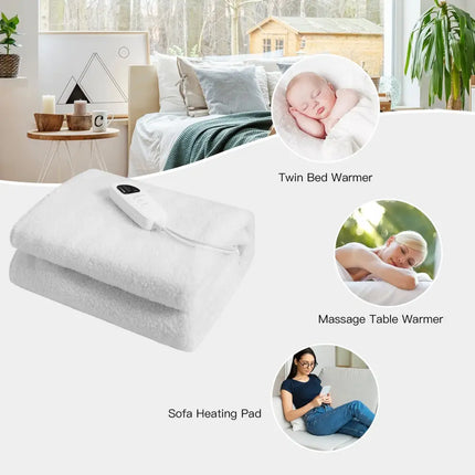 71 x 31 Inch Massage Bed Warmer Heating Pad with 5 Heat Settings - White - Mattresses