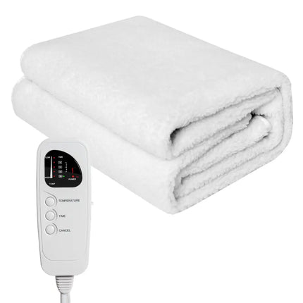 71 x 31 Inch Massage Bed Warmer Heating Pad with 5 Heat Settings - White - Mattresses