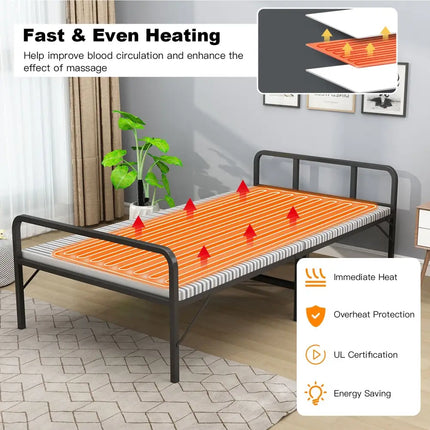 71 x 31 Inch Massage Bed Warmer Heating Pad with 5 Heat Settings - White - Mattresses