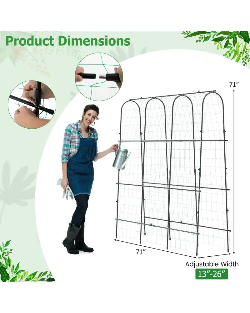 71 x 71 Inch U-Shaped Tall Garden Arched Trellis for Climbing Plants - Plant Supports