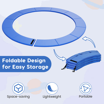 8-16 FT Trampoline Pad Replacement Safety Pad with Fixing Straps (Blue)-14ft