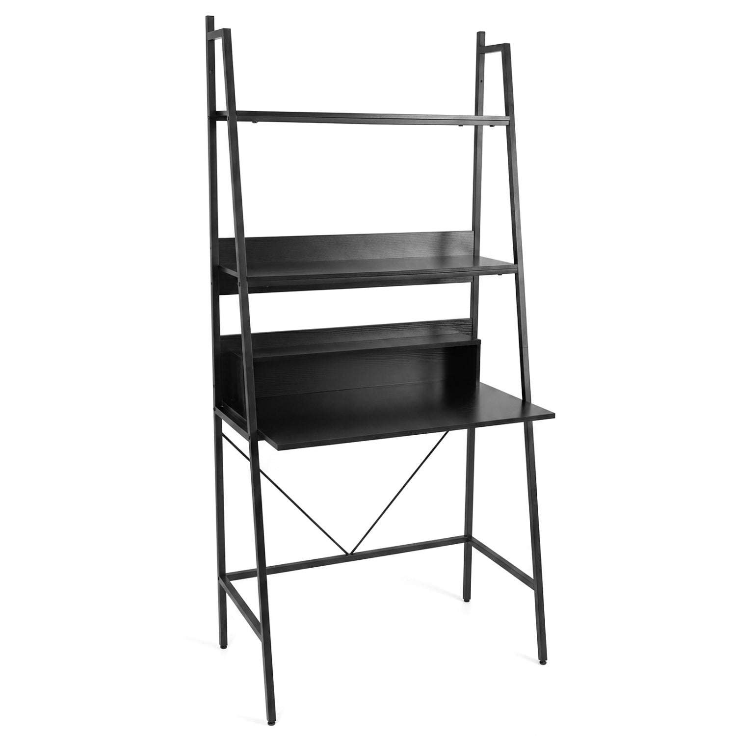 71€ High Freestanding Laptop Desk with Open Shelves for Living Room Bedroom Study-Black