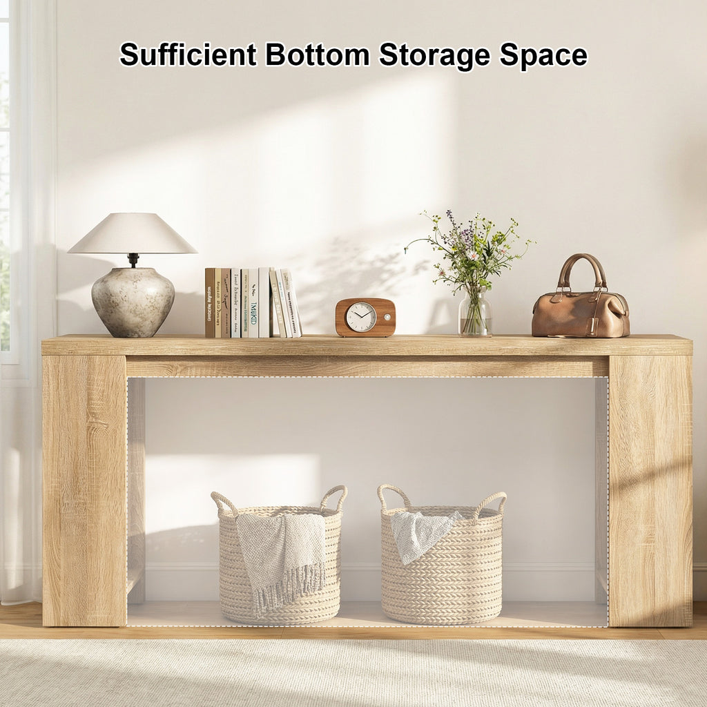 71 Inches Long Console Table with Storage for Hallway-Natural