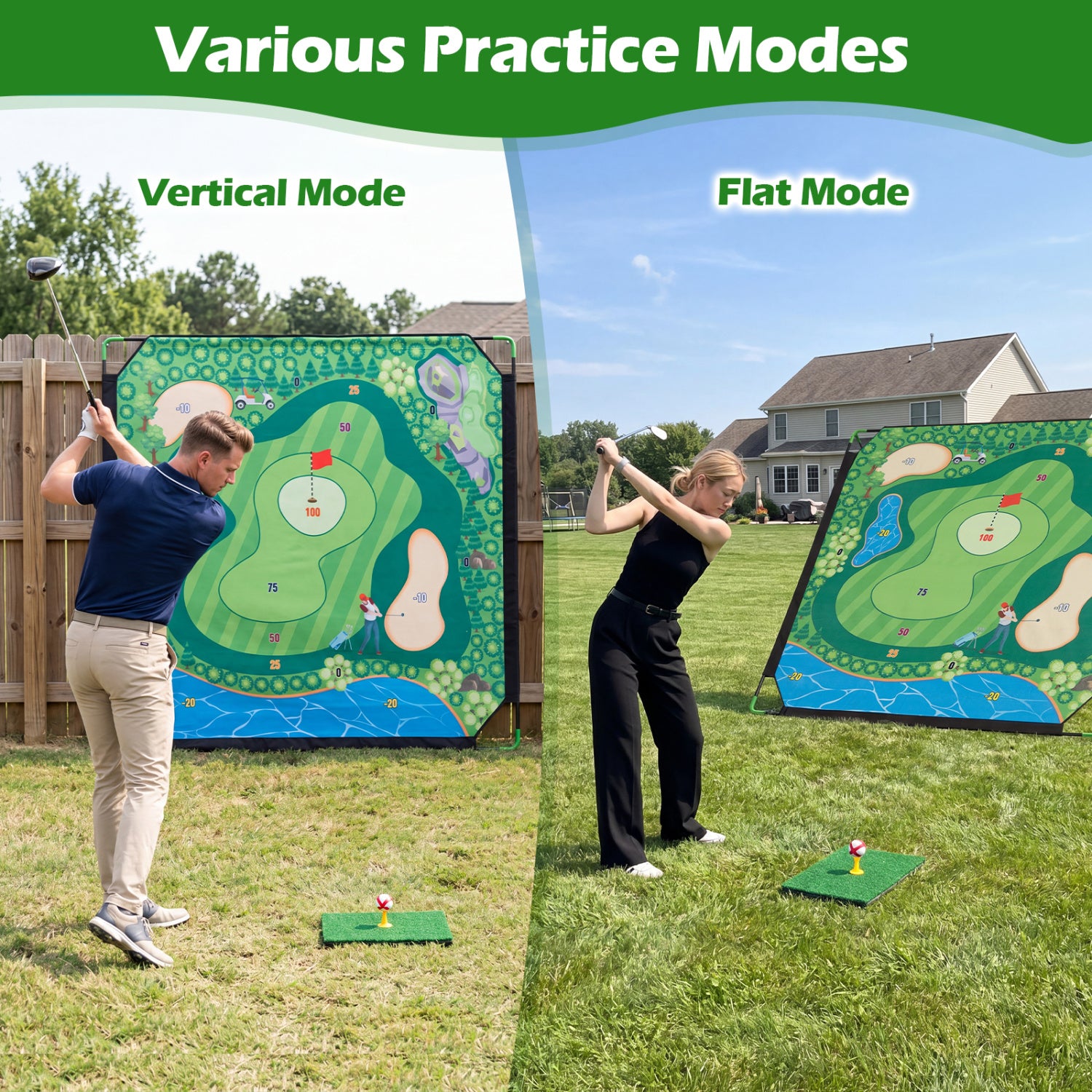 71 x 71 Inches Golf Chipping Game Set for Indoor and Outdoor Practice