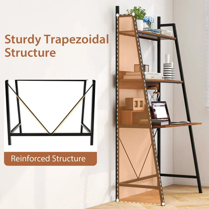 71â€ High Freestanding Laptop Desk with Open Shelves for Living Room Bedroom Study-Brown - Brown - Laptop Tables &