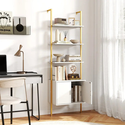 72.5 Inch Tall Bookshelf with Cabinet Anti-Tipping Kits and Metal Frame-White - White - Bookcases