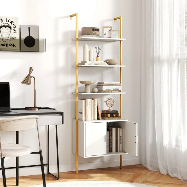 72.5 Inch Tall Bookshelf with Cabinet Anti-Tipping Kits and Metal Frame-White - White - Bookcases