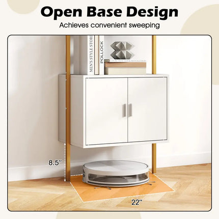 72.5 Inch Tall Bookshelf with Cabinet Anti-Tipping Kits and Metal Frame-White - White - Bookcases