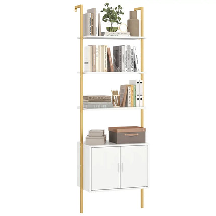 72.5 Inch Tall Bookshelf with Cabinet Anti-Tipping Kits and Metal Frame-White - White - Bookcases