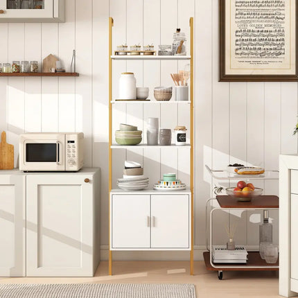 72.5 Inch Tall Bookshelf with Cabinet Anti-Tipping Kits and Metal Frame-White - White - Bookcases
