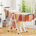 72.5 Inches Clothes Drying Rack with Height Adjustable Wings-White - White - Drying Racks