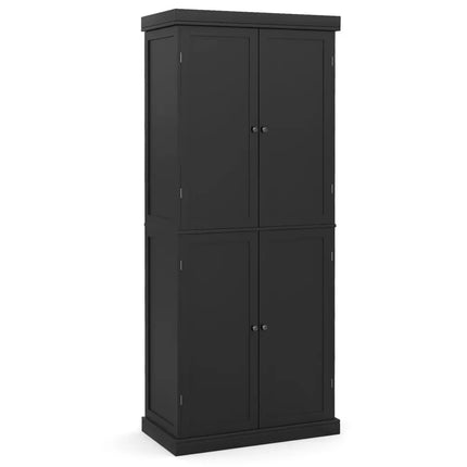 72.5 Inches Tall Buffet Cabinet with 6-Tier Shelves and 4 Doors-Black - Black - Sideboards Cabinets & Buffets